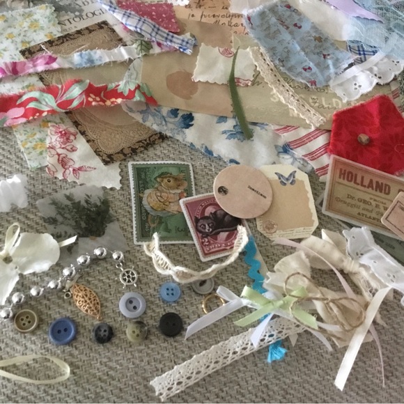 SLOW STITCHING KIT, JUNK JOURNAL, SCRAPBOOKING SUPPLIES & SNIPPET, OVER 45 piece - Picture 7 of 8